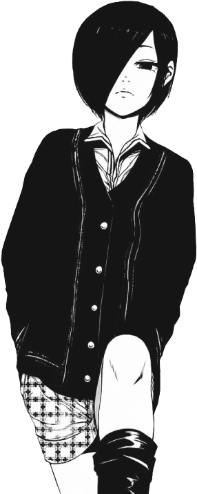 Black And White Tokyo Ghoul Touka (500x728), Png Download