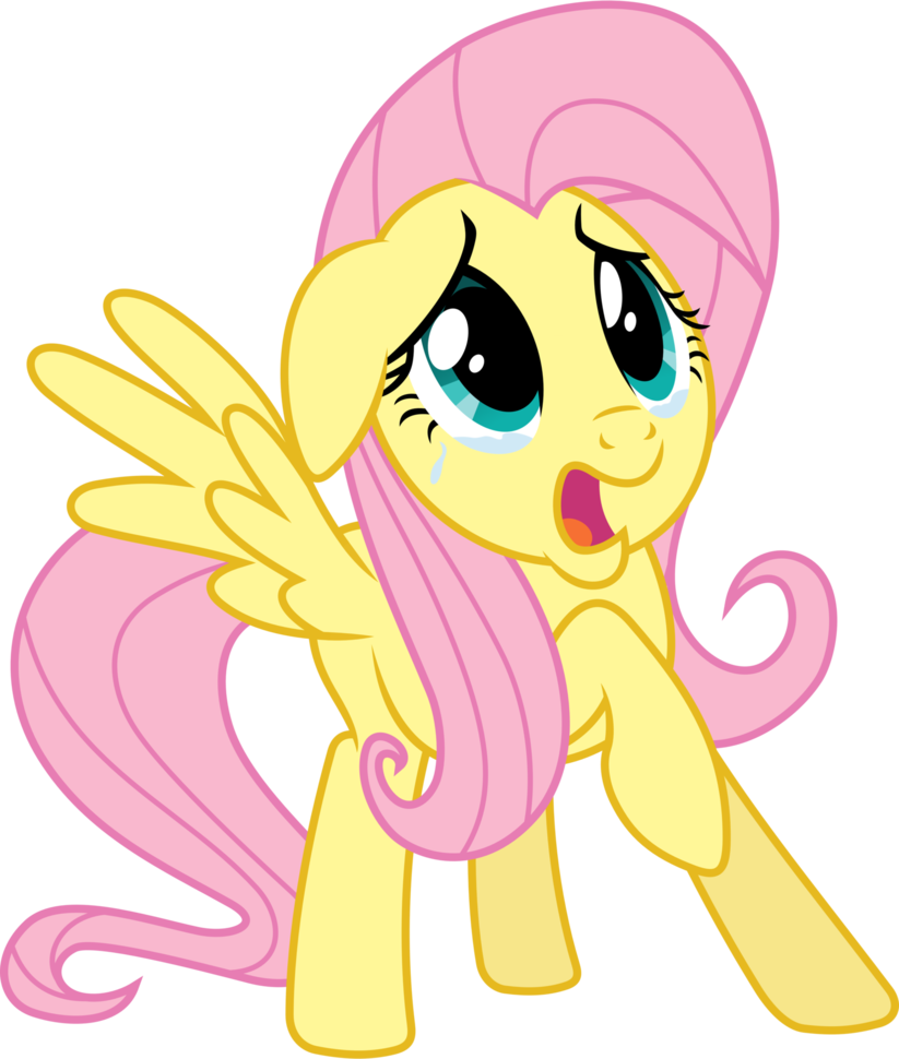 Crying, Floppy Ears, Fluttershy, Griffon The Brush - Scared My Little Pony (823x970), Png Download