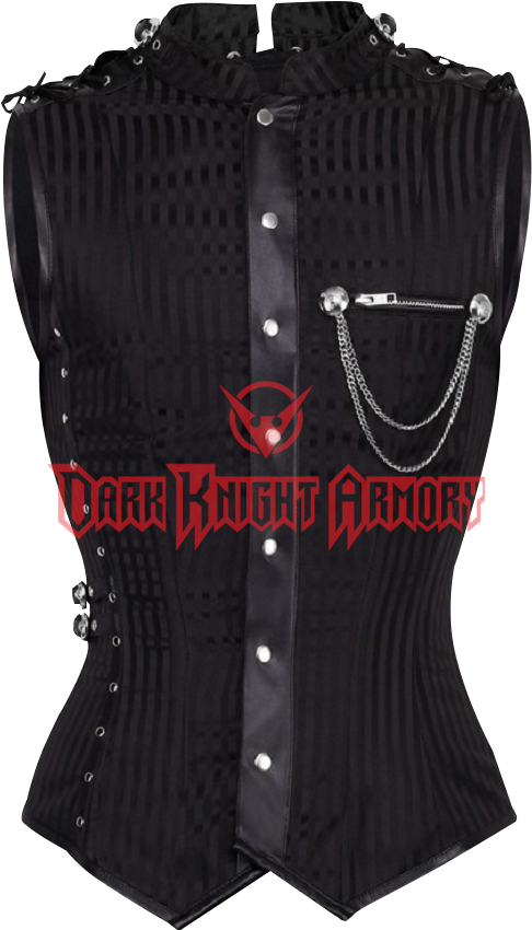 Gothic Black Striped Brocade Shaper Vest - Korsett Herren Jacke Steampunk Elegant Schwarz Gestreift (849x849), Png Download