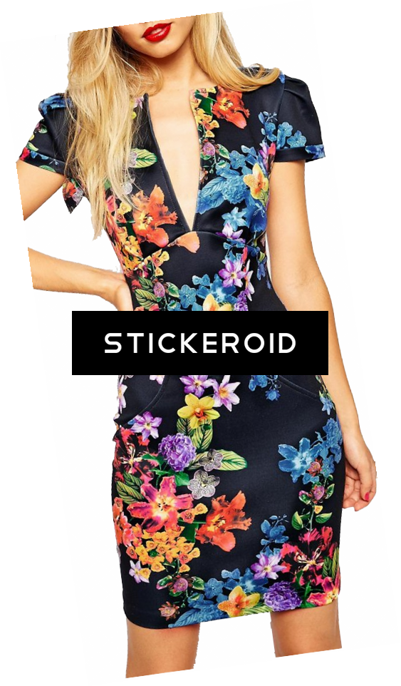 Floral Dress Clothing - Dress (563x962), Png Download