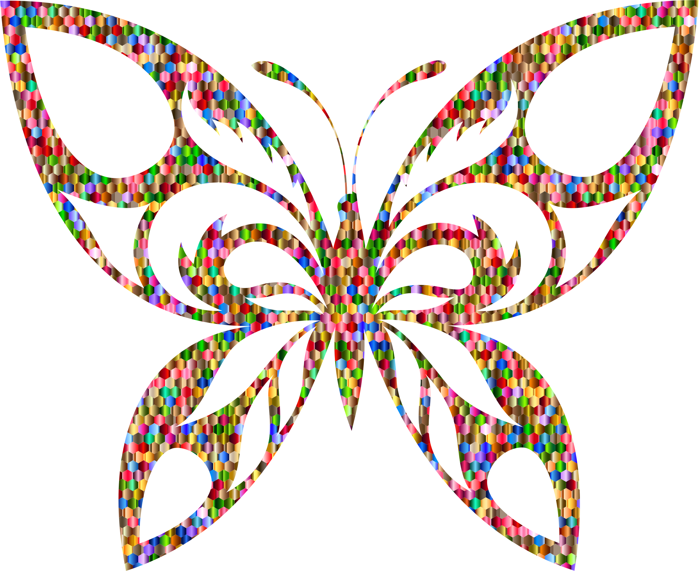 Vibrant Colors Png Transparent Image - Butterfly Silhouette (2342x1912), Png Download