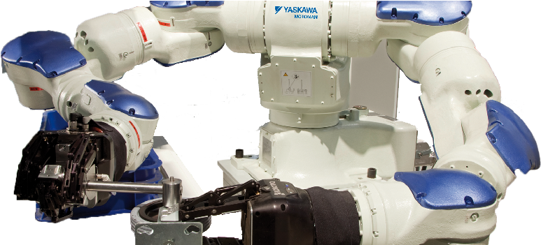 Motoman Dual Arm Robot Assembling A Wheel - Robot (960x350), Png Download