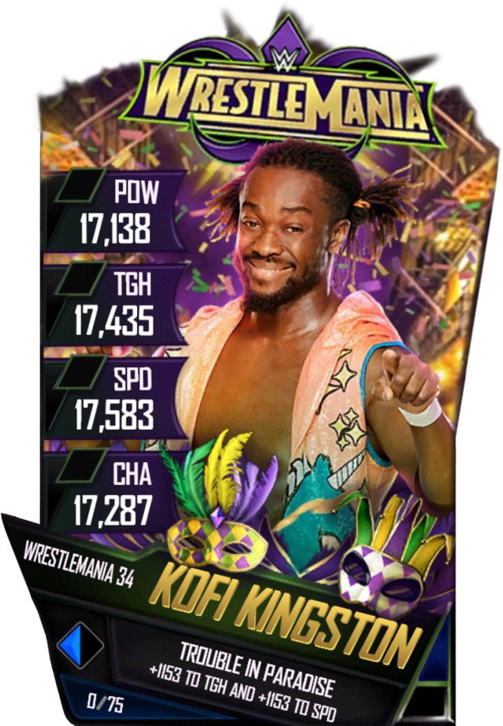 Kofikingston S4 19 Wrestlemania34 - Wwe Supercard Wrestlemania 34 Cards (733x1158), Png Download