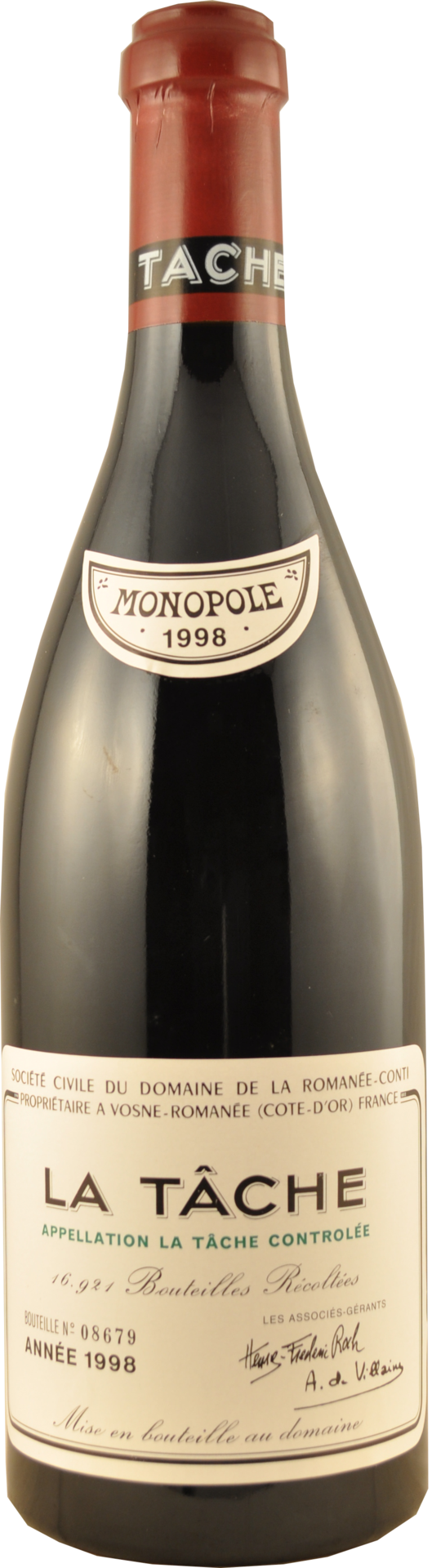 1998 75cl Domaine De La Romanee Conti, La Tache - Romanee Conti (drc) La Tache 2014 (529x1920), Png Download