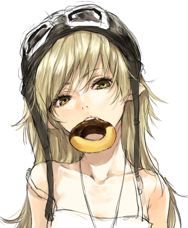 Picsart, Anime Girls, Manga Girl, Blonde Hair Anime - Girl With A Donut Anime (600x727), Png Download
