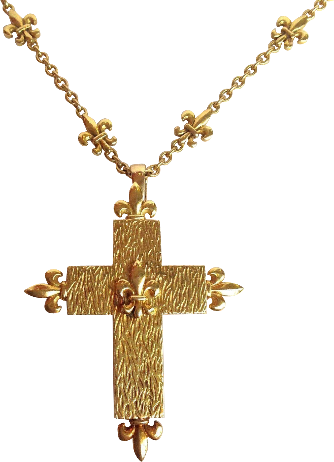 Vintage Gold Textured Cross Necklace With Fleur De - Feilmaschine Selber Bauen (1830x1830), Png Download