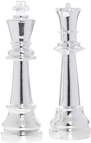 Silver King And Queen Chess Pieces - Chess (600x600), Png Download