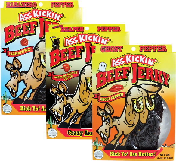 Ass Kickin' Beef Jerky 3 Pack - Ass Kickin' Carolina Reaper Pepper Beef Jerky (600x600), Png Download