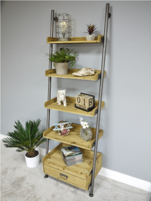 Industrial Ladder Metal And Wood Shelves - Shelf (1152x768), Png Download