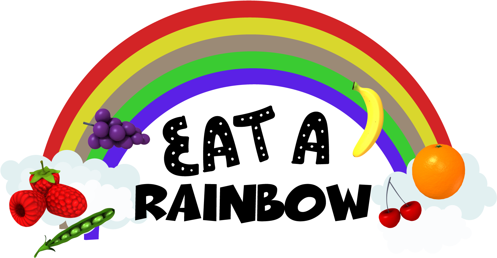 Rainbow Clipart Fruit - Rainbow (1791x969), Png Download