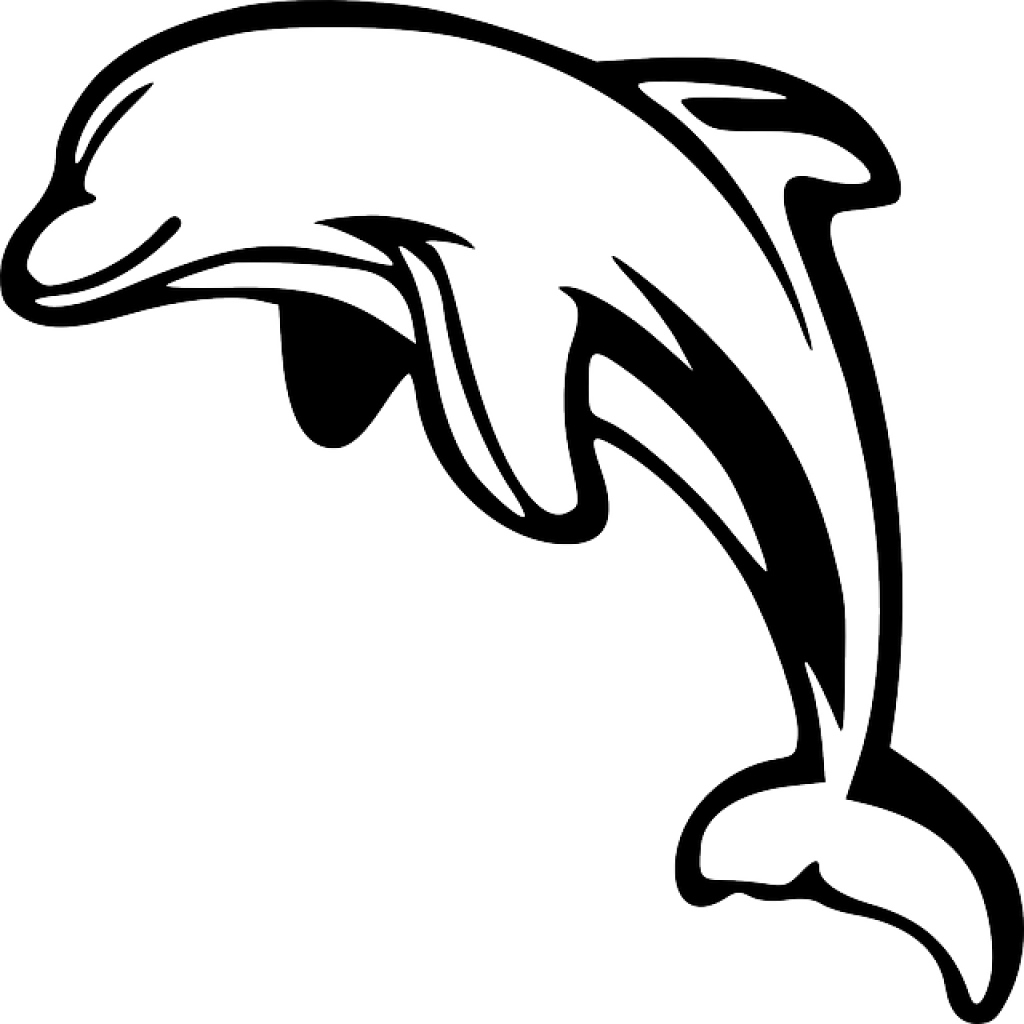 Dolphin Clipart Black And White Dolphin Clipart Black - Delfin Blanco Y Negro (1024x1024), Png Download