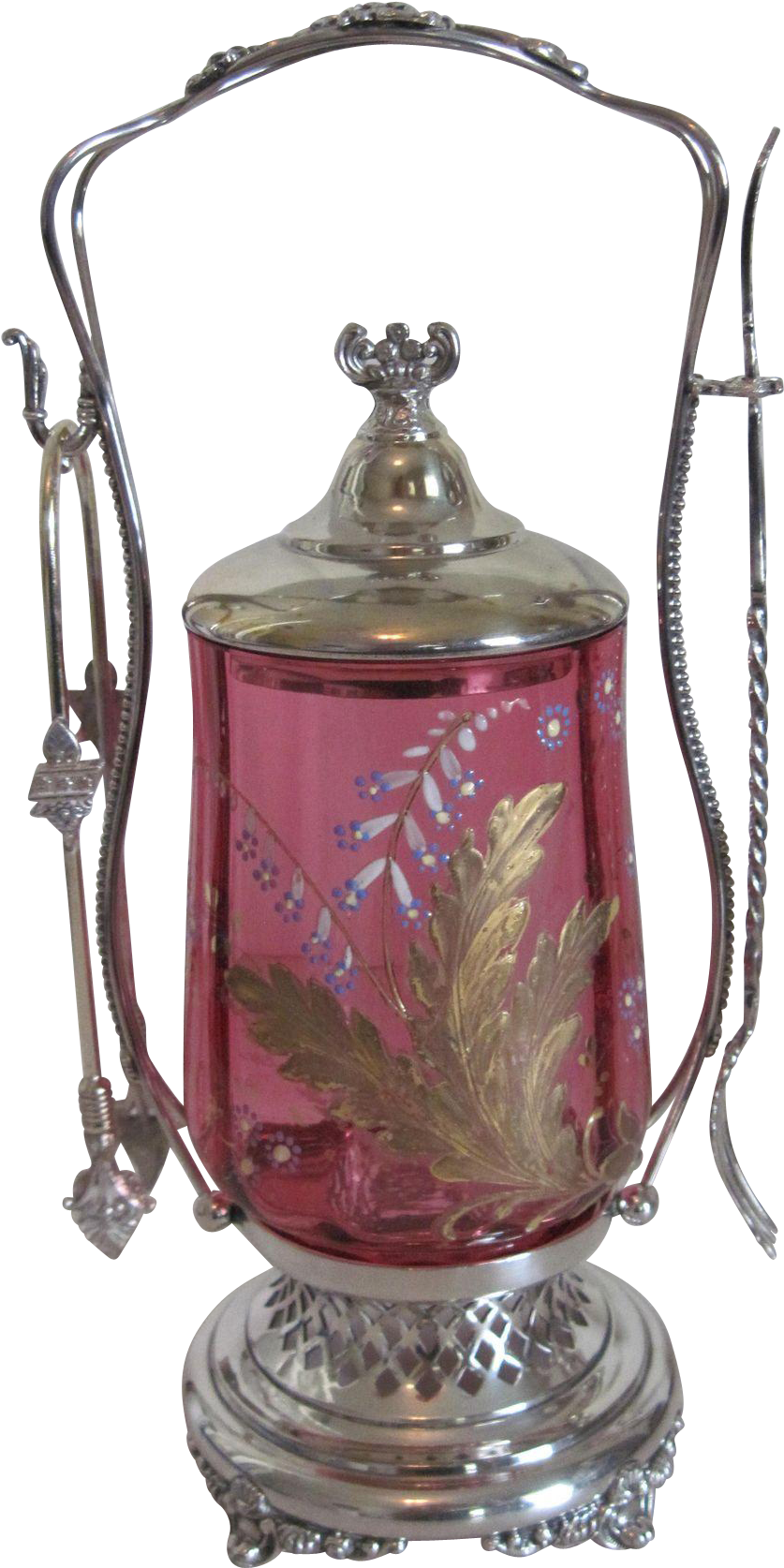 Antique Silver Cranberry Glass Pickle Caster/unique (1673x1673), Png Download