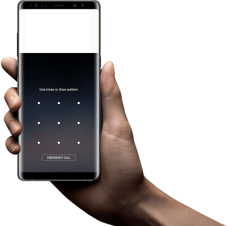 Hand Holding Galaxy Note8 To Scan Irises Holding Samsung Note 8 Full Size Png Download Seekpng