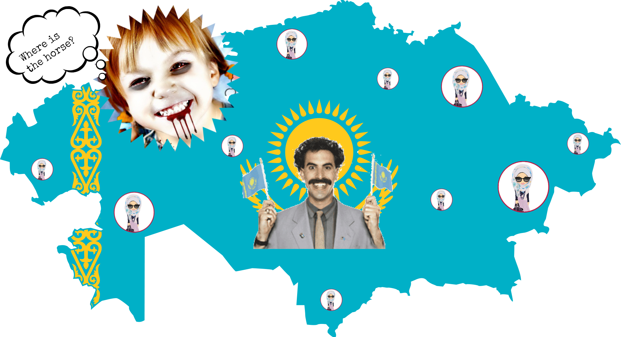 And Here Are Some "facts" About My Country - Flag: Kazakhstan (2000x1085), Png Download
