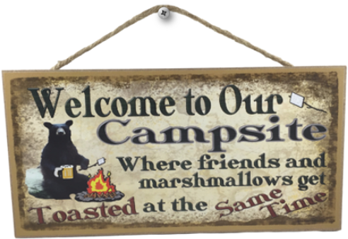 "welcome To Our Campsite - Campsite Black Bear Where Friends & Marshmallows (514x560), Png Download