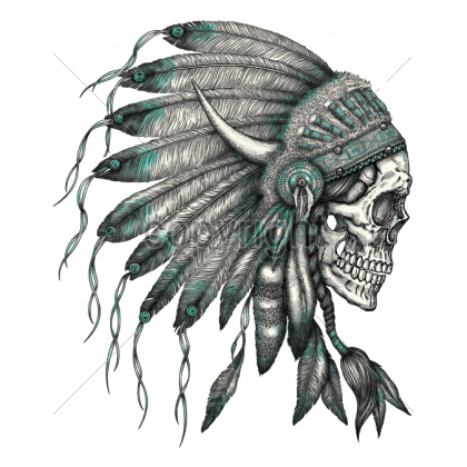 Drawn Weed Skull - Native American Indian Skull (420x420), Png Download