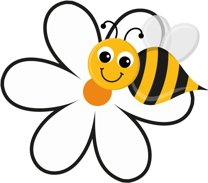 Royalty Free Stock Tulip Bumble Pencil And In Color - Cartoon Bee On A Flower (753x672), Png Download