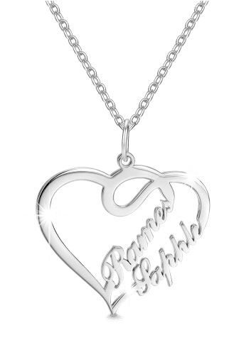 Double Names Copper/925 Sterling Silver Personalized - Couple Name Necklace Gold (500x500), Png Download