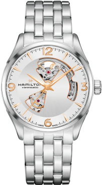 The Open Heart Auto Comes In A Stainless Steel Case - Hamilton Jazzmaster Open Heart Auto Silver Dial Mens (400x400), Png Download