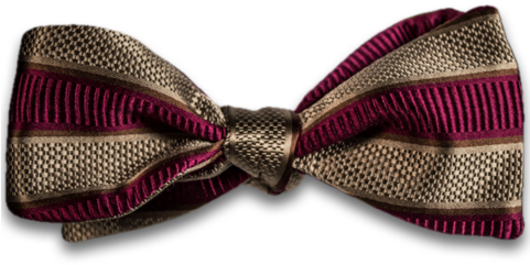 Wine And Khaki Striped Mogador Silk Self Tie Bow Tie - Necktie (480x319), Png Download