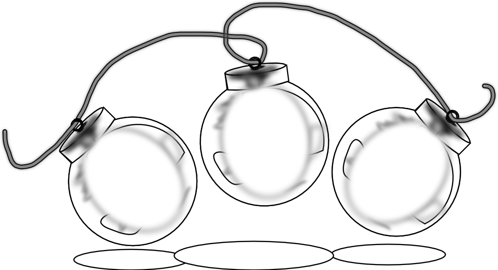 Ornaments Black White Line Art Christmas Xmas Holiday - Christmas Black And White Transparent Vector (999x541), Png Download