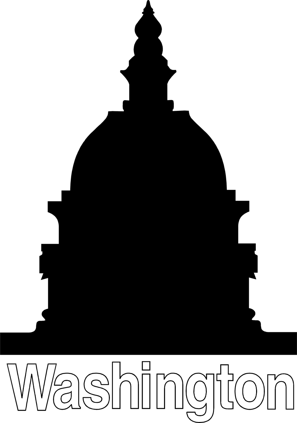 Free Stock Photo - Capitol Building Silhouette Vector (958x1363), Png Download