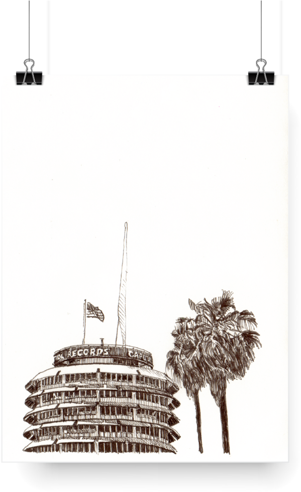 Capitol Records Building, Hollywood - Capitol Records Building (1000x1000), Png Download