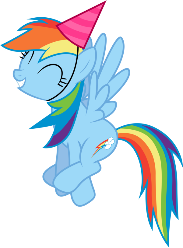 Party Hat Dash By Stillfire On Clipart Library - Rainbow Dash With Party Hat (600x822), Png Download