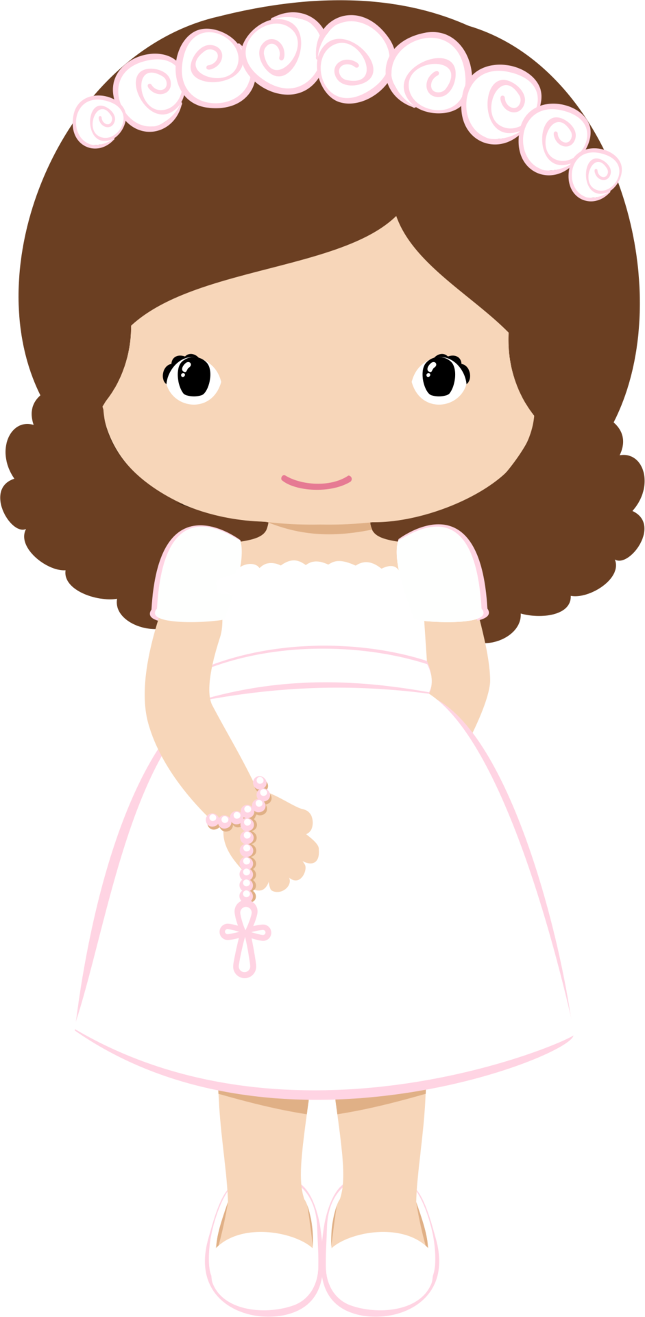 28 Collection Of Clipart Bautizo Girl Png Wave Hair - First Communion Girl Clipart (941x1920), Png Download