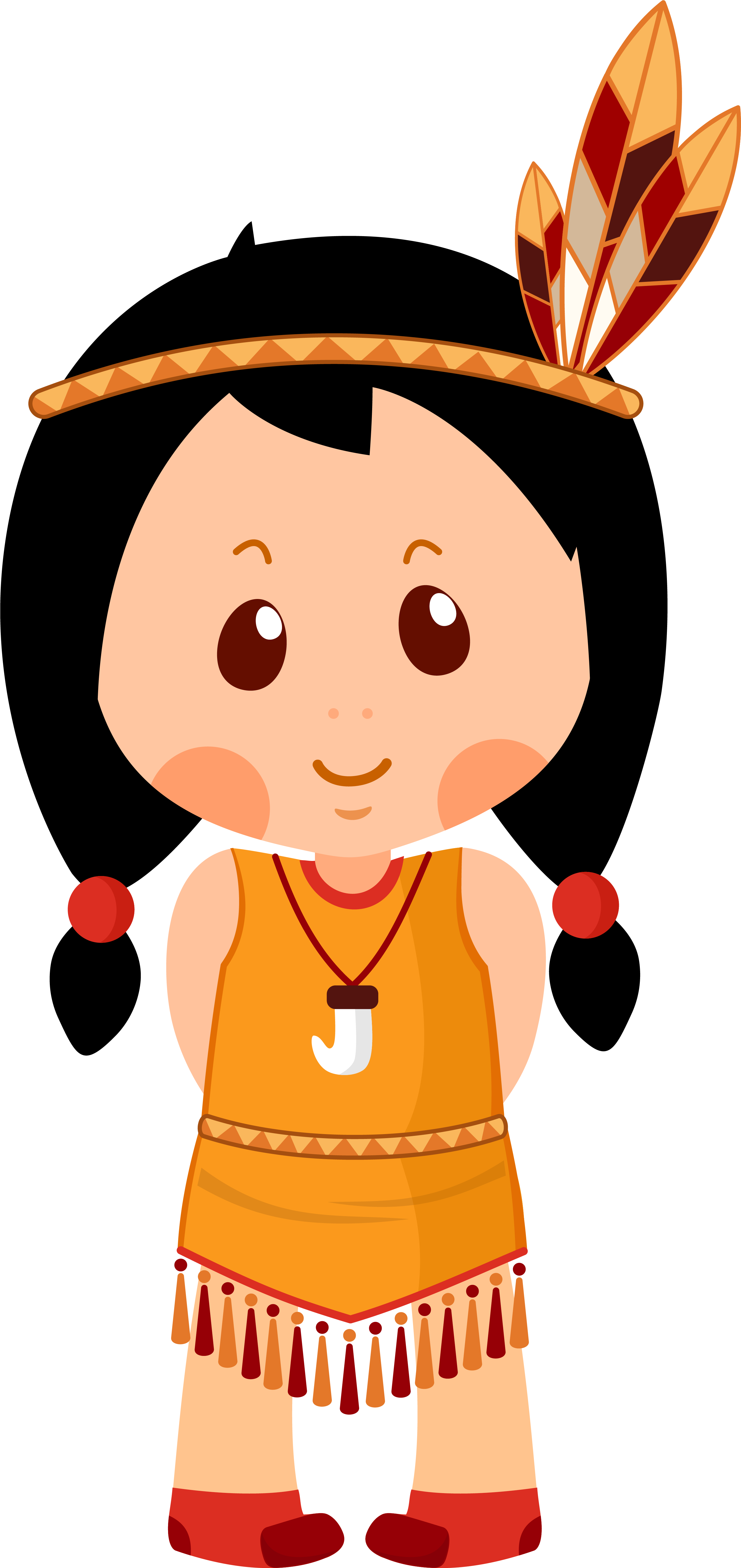 Native American Clipart European Person - Cartoon Native American Girl (3027x6287), Png Download