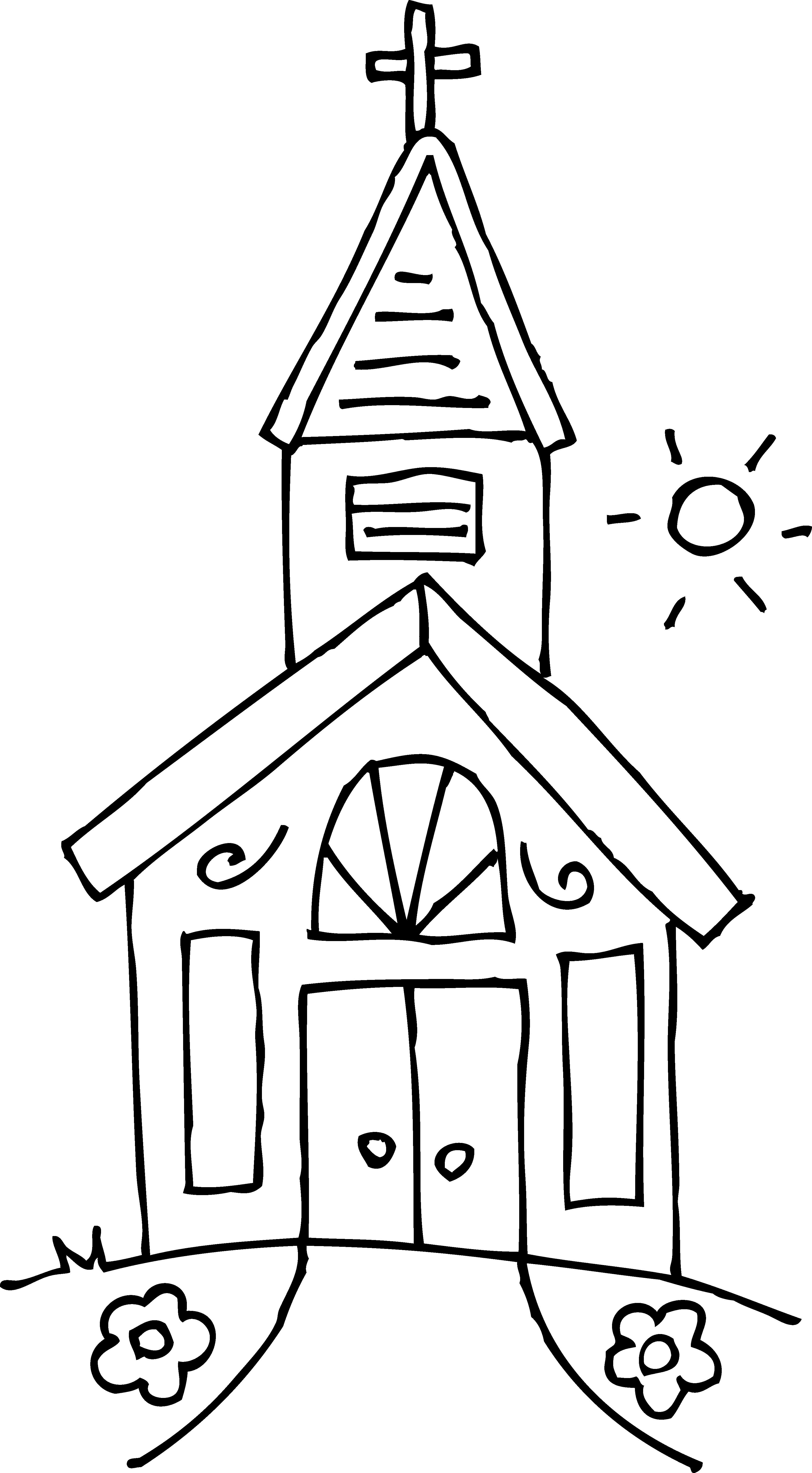 Png Royalty Free Library Black And White Church Clipart - Church Black And White Clip Art (3472x6297), Png Download