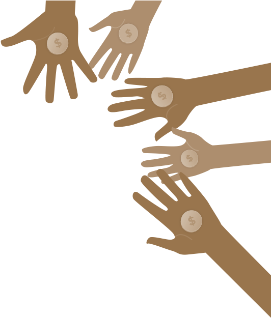 Crowd Giving Hands - Illustration (1000x800), Png Download