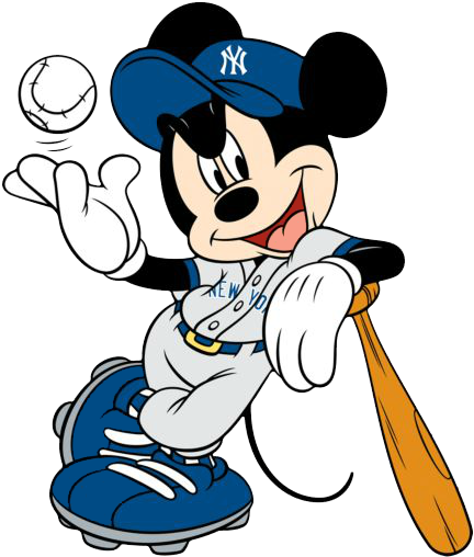 Mickey Mouse Baseball Yankees (457x532), Png Download