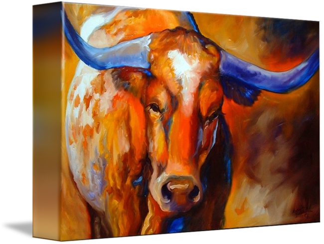 "longhorn " By Marcia Baldwin, Wesley Chapel, - Longhorn Painting (650x489), Png Download