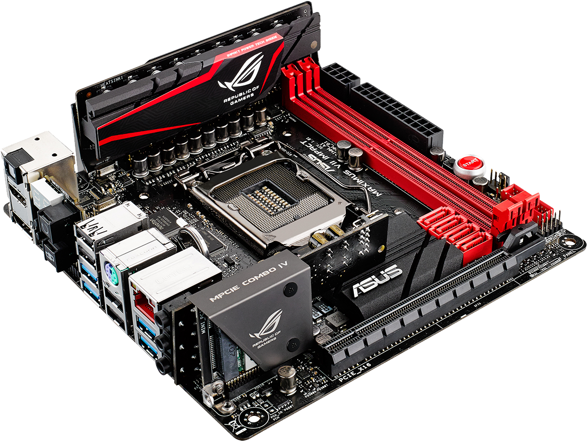 Motherboard Png - Asus Maximus Vii Impact (1592x896), Png Download