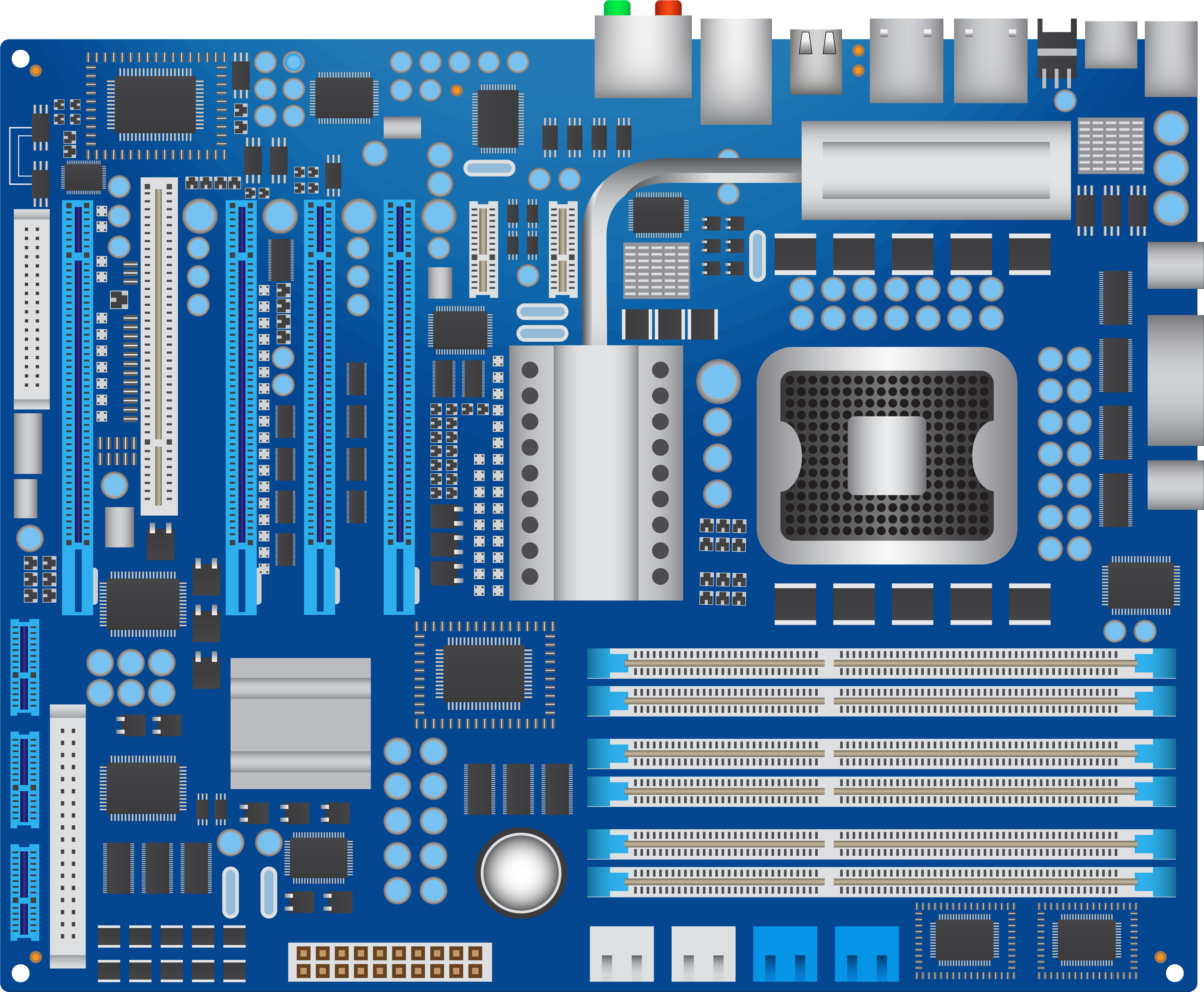 Blue Computer Mainboard Png Clipart - Mainboard Png (6340x5222), Png Download