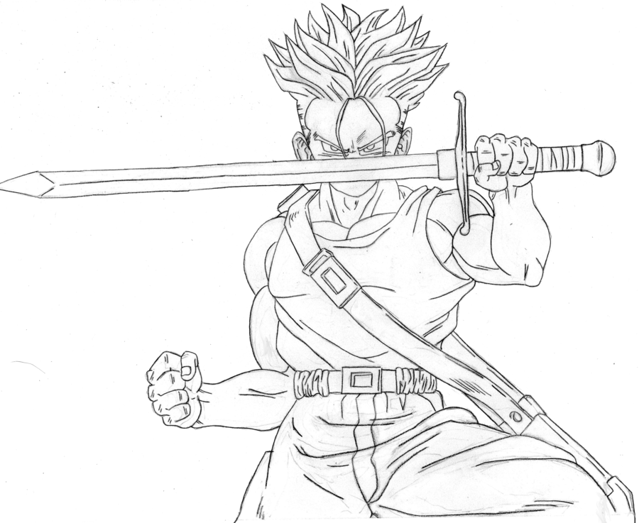 Collection Of Dbz Drawings Trunks High Quality, Free - Future Trunk Drawings Dbz (900x737), Png Download