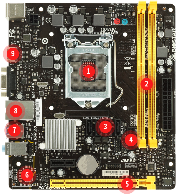 H110mhv3 - Biostar H110mhv3 Micro-atx Motherboard (lga 1151) (744x889), Png Download
