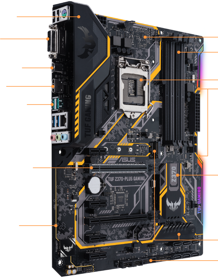 Tuf Z370 Plus Gaming - Asus Tuf Z370-plus Gaming - Motherboard - Atx - Lga1151 (749x954), Png Download