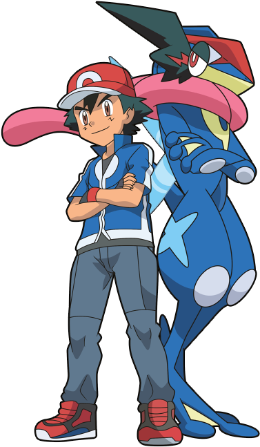 Ash And Greninja By Alexalan - Ash And Greninja Drawing (434x727), Png Download