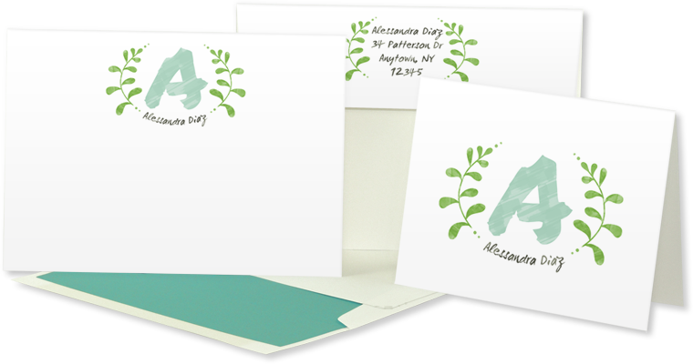 Watercolor Vine Stationery By Mountaincow - Personalized Notepad (watercolor Vine) (760x400), Png Download