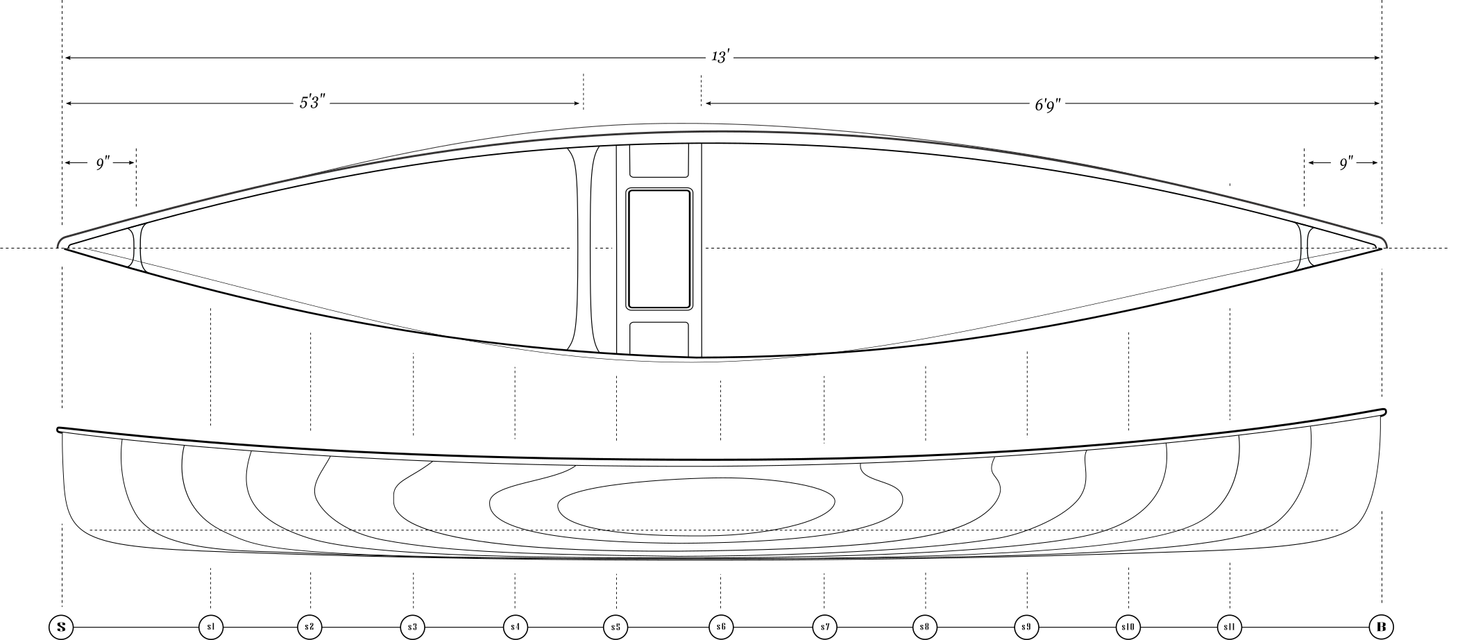 Fb Ashes Pack Canoe Lines Plan - Boat (2104x922), Png Download
