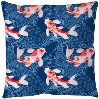 Watercolor Koi Fish Seamless Pattern With Waves On - Watercolor Painting (400x400), Png Download