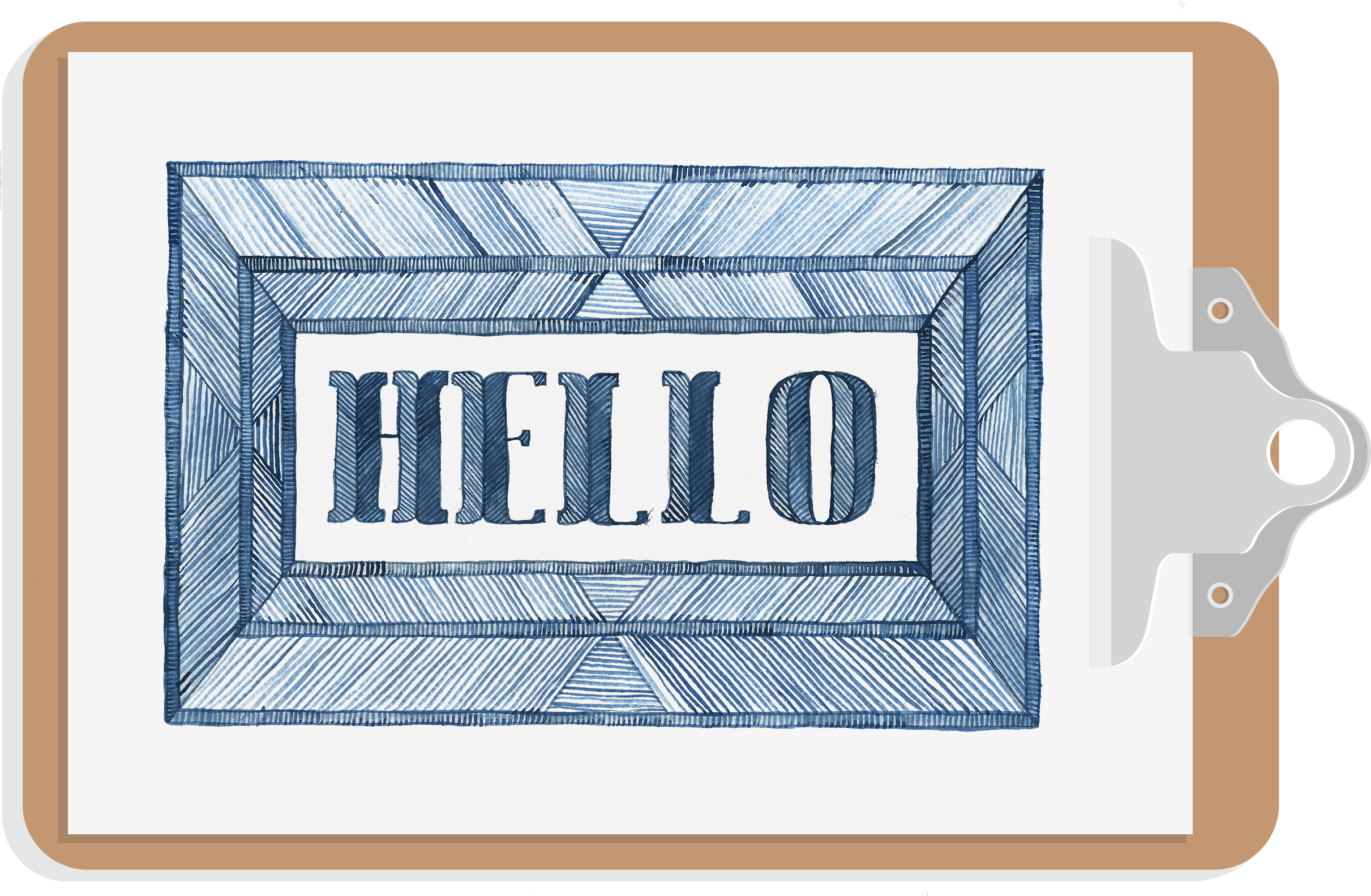 This Drawing Was Done Using Two One Shade Of Blue Watercolor - Lettering (2482x2482), Png Download