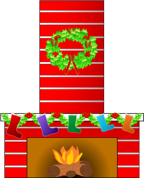Free Christmas Fire Place - Chimenea De Santa Claus (566x800), Png Download