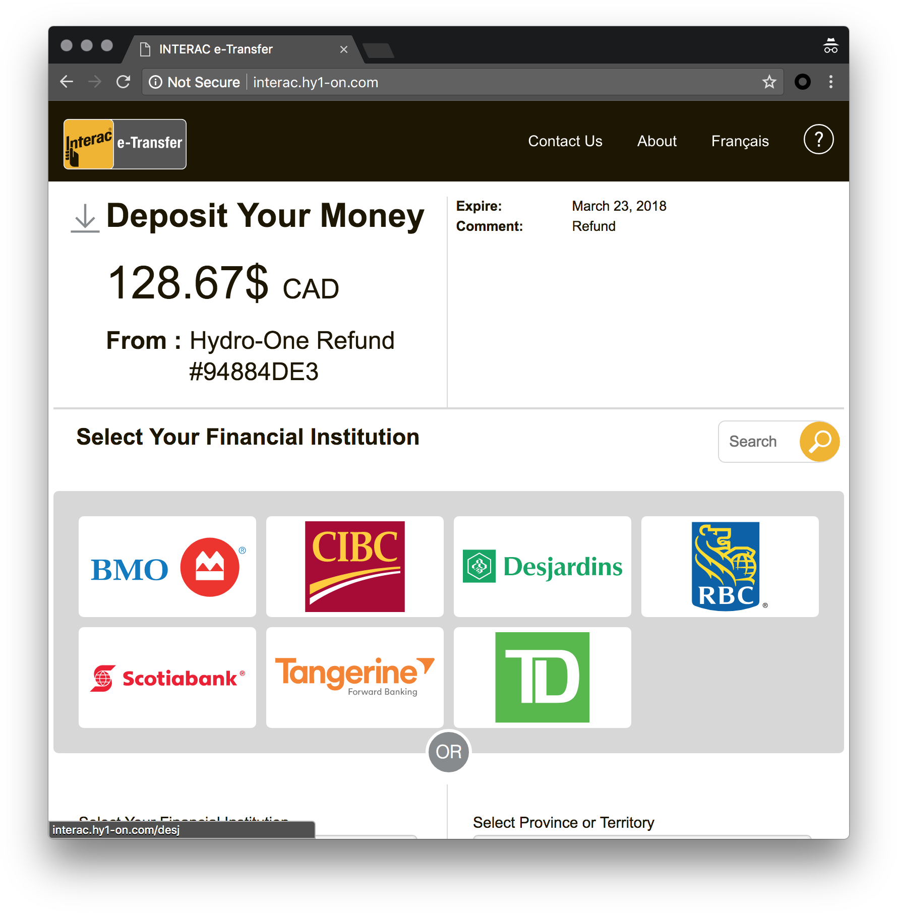 Figure 2 Fraudulent Page - Transfer Interac Informations Affichées (1812x1836), Png Download