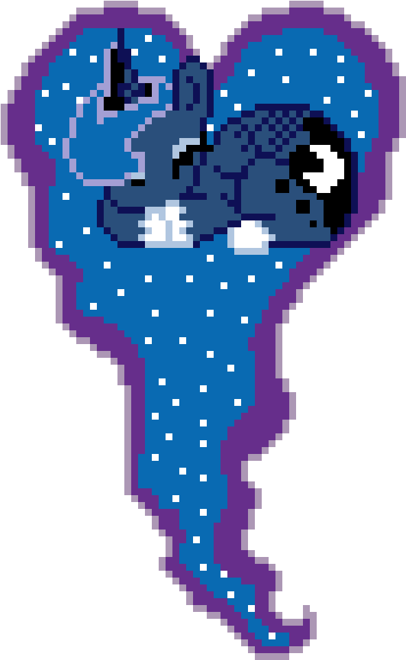 Princess Luna Heart - Mlp Pixel Art Grid Hearts (750x1070), Png Download
