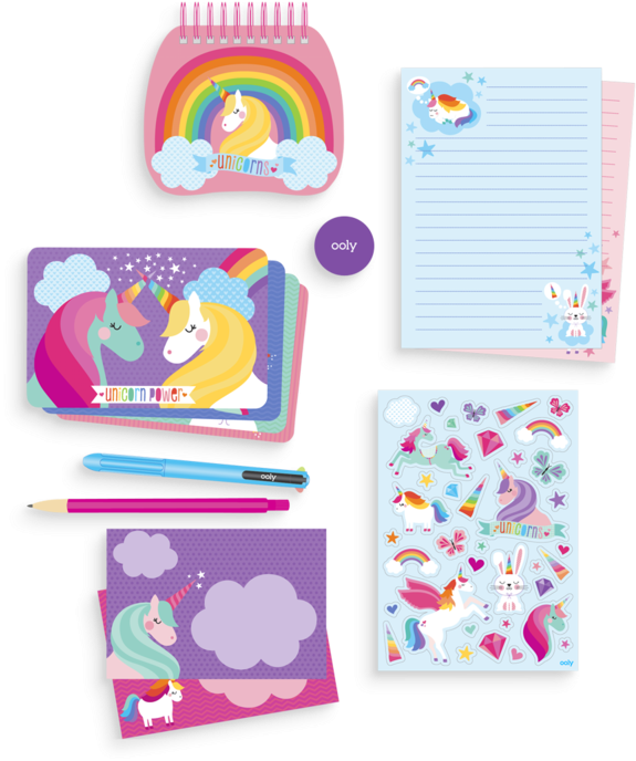 Unique Unicorns On The Go Stationery Kit - Ooly, Gift Set Unique Unicorns Stationery Kit (800x800), Png Download