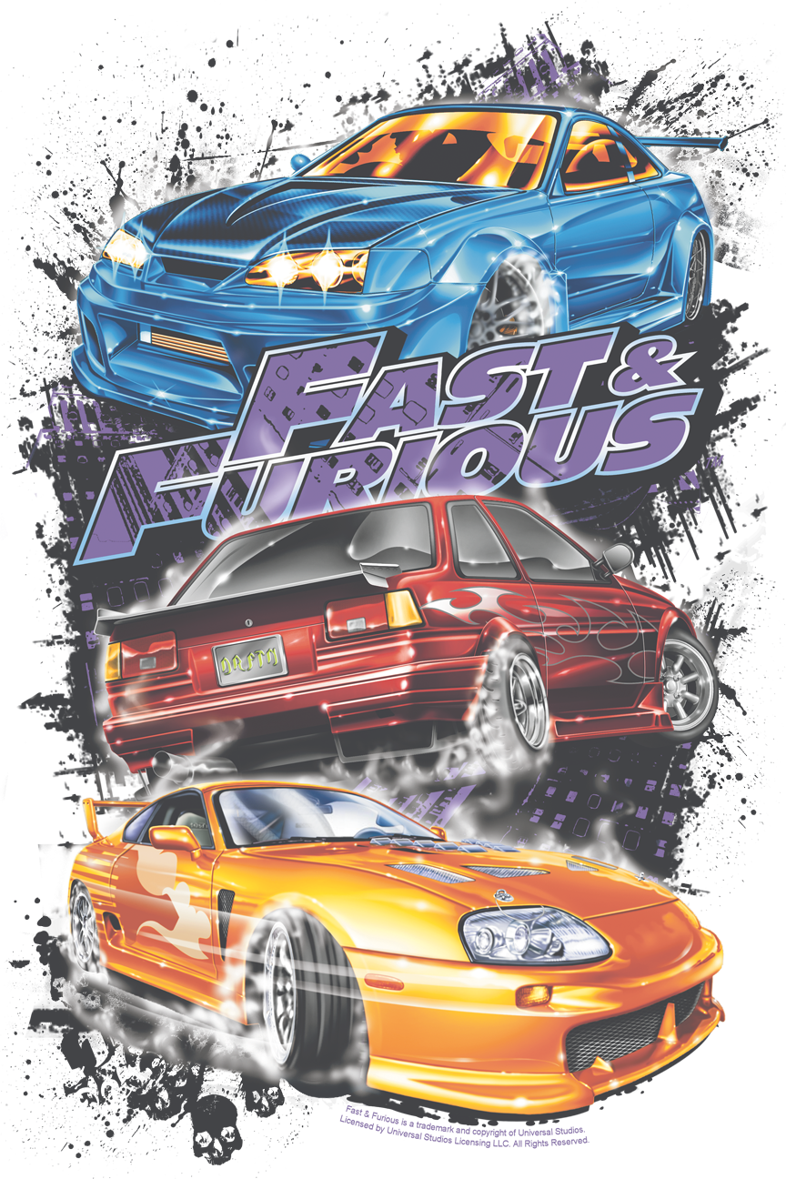 Fast And Furious Smokin Street Cars Juniors T-shirt - Fast And Furious Cars Shirt (864x1296), Png Download
