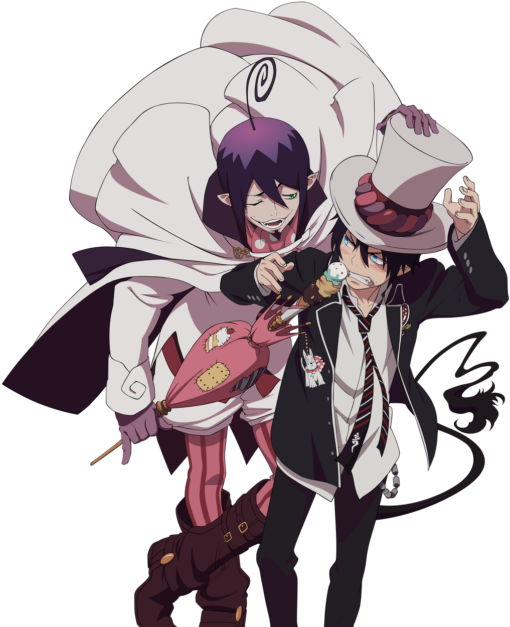 Blue Exorcist Mephisto - Blue Exorcist Rin And Mephisto (1125x1275), Png Download